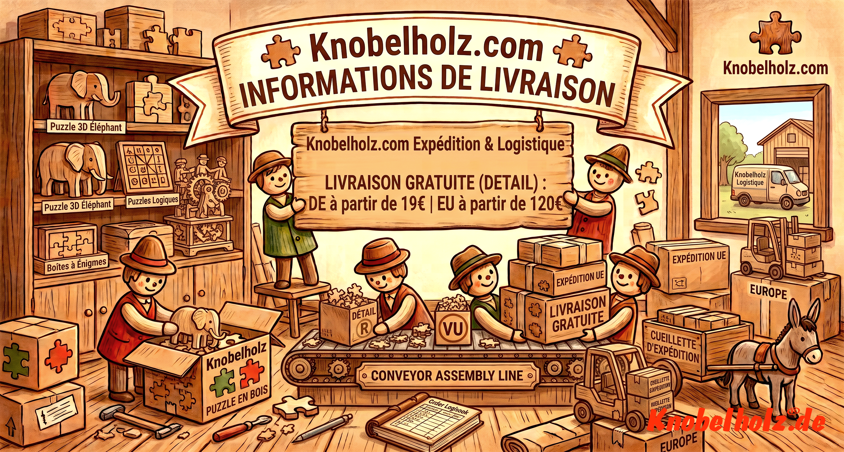 Informations sur la livraison et les délais de livraison de Knobelholz : Chez Knobelholz, votre colis peut être livré directement à votre domicile.
