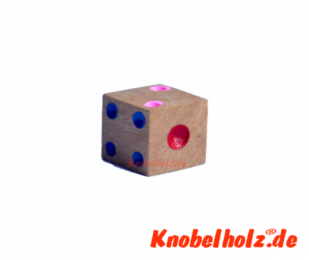 Holzwürfel 15 mm Spielwürfel aus Holz mit 1 bis 6 Punkten  in den Maßen 1,5 x 1,5 x 1,5 cm