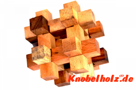 Käfig large Puzzle Tavor Holzpuzzle tricky mit 8 Teilen Wooden IQ Game, Geduld Puzzle, Denkspiel in den Maßen 14,0 x 14,0 x 14,0 cm, samanea brain teaser